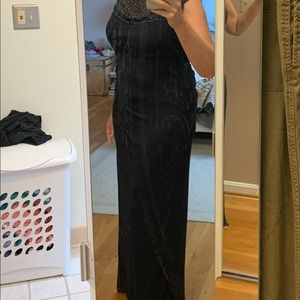 MSK Navy formal long beaded dress with purse. Size 12.  Worn one time.